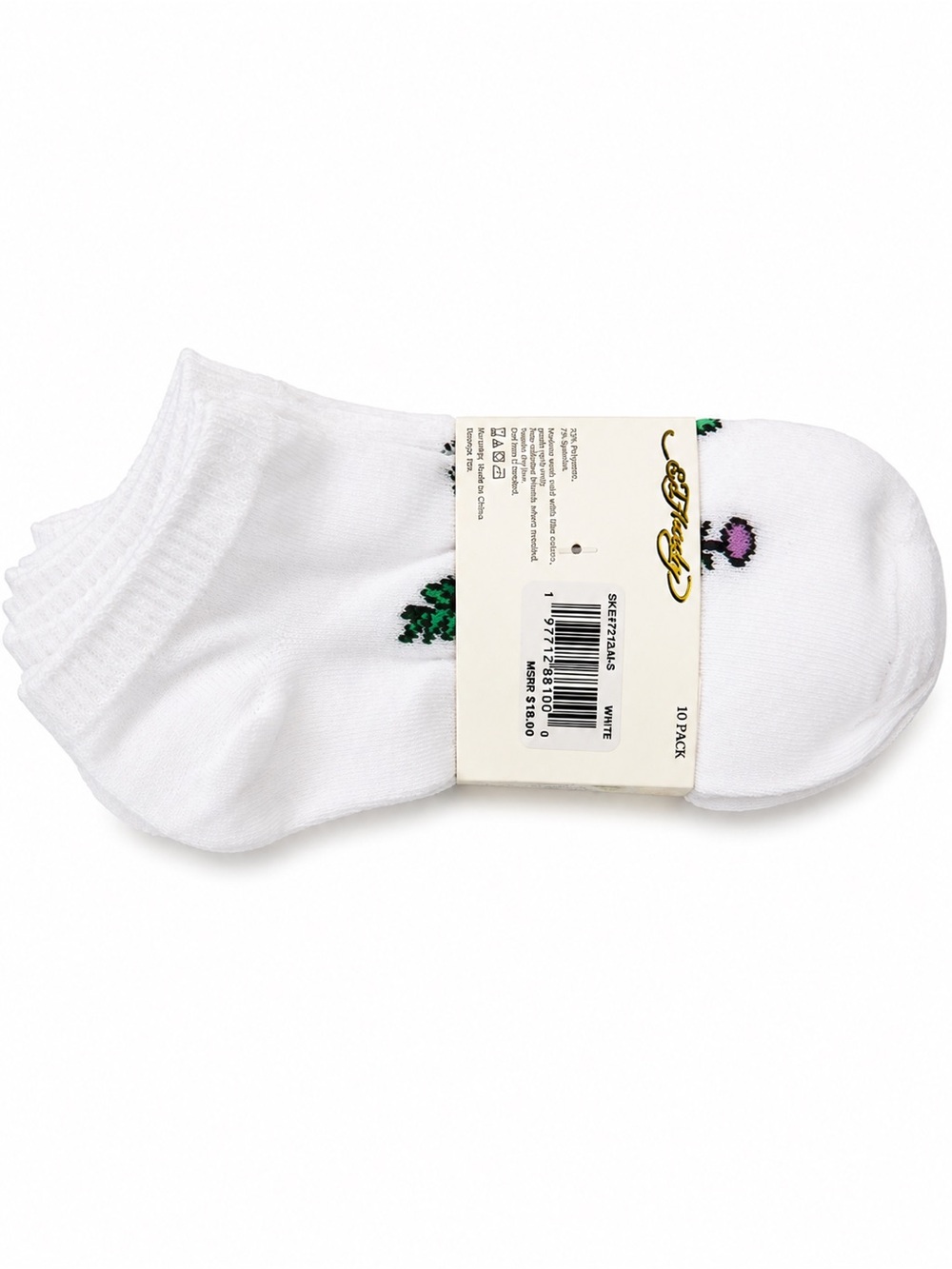Ed Hardy 10 Pack Women’s Low Cut Socks White Tattoo Graphic NWT - Picture 2 of 4